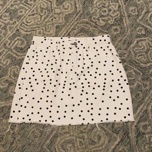 Superdown polka-dot denim mini skirt